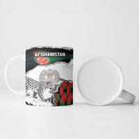 Personalized Afghanistan Ceramic Mug Snow Leopard With Flag Ripped Style