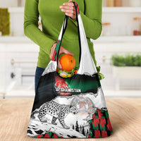 Afghanistan Grocery Bag Snow Leopard With Flag Ripped Style