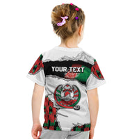 Personalized Afghanistan Kid T Shirt Snow Leopard With Flag Ripped Style