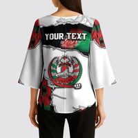 Personalized Afghanistan Kimono Sleeve Blouse Snow Leopard With Flag Ripped Style
