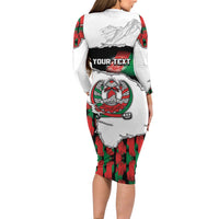 Personalized Afghanistan Long Sleeve Bodycon Dress Snow Leopard With Flag Ripped Style