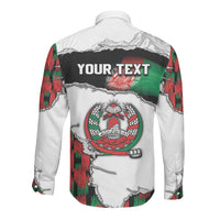 Personalized Afghanistan Long Sleeve Button Shirt Snow Leopard With Flag Ripped Style