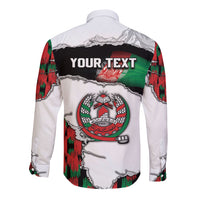 Personalized Afghanistan Long Sleeve Button Shirt Snow Leopard With Flag Ripped Style