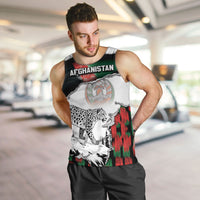 Personalized Afghanistan Men Tank Top Snow Leopard With Flag Ripped Style
