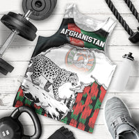 Personalized Afghanistan Men Tank Top Snow Leopard With Flag Ripped Style