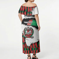 Personalized Afghanistan Off Shoulder Maxi Dress Snow Leopard With Flag Ripped Style