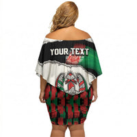Personalized Afghanistan Off Shoulder Short Dress Snow Leopard With Flag Ripped Style