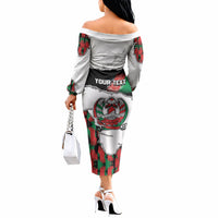 Personalized Afghanistan Off The Shoulder Long Sleeve Dress Snow Leopard With Flag Ripped Style