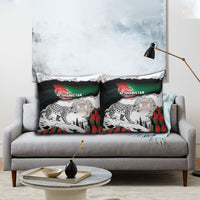 Afghanistan Pillow Cover Snow Leopard With Flag Ripped Style