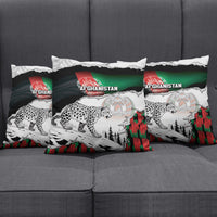 Afghanistan Pillow Cover Snow Leopard With Flag Ripped Style