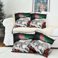 Afghanistan Pillow Cover Snow Leopard With Flag Ripped Style