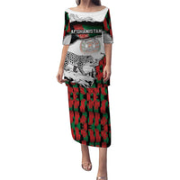 Personalized Afghanistan Puletasi Snow Leopard With Flag Ripped Style