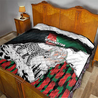 Afghanistan Quilt Snow Leopard With Flag Ripped Style