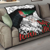 Afghanistan Quilt Snow Leopard With Flag Ripped Style