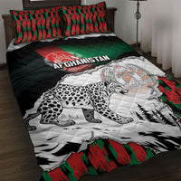 Afghanistan Quilt Bed Set Snow Leopard With Flag Ripped Style