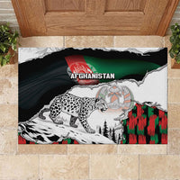 Afghanistan Rubber Doormat Snow Leopard With Flag Ripped Style