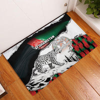 Afghanistan Rubber Doormat Snow Leopard With Flag Ripped Style