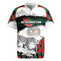 Personalized Afghanistan Rugby Jersey Snow Leopard With Flag Ripped Style