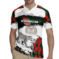 Personalized Afghanistan Rugby Jersey Snow Leopard With Flag Ripped Style