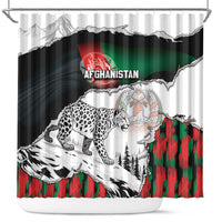 Afghanistan Shower Curtain Snow Leopard With Flag Ripped Style