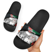Afghanistan Slide Sandals Snow Leopard With Flag Ripped Style