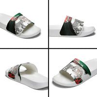 Afghanistan Slide Sandals Snow Leopard With Flag Ripped Style