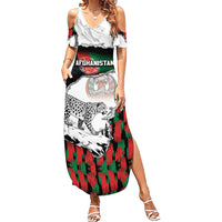 Personalized Afghanistan Summer Maxi Dress Snow Leopard With Flag Ripped Style