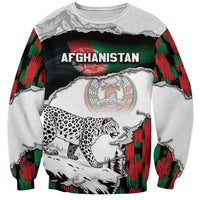 Personalized Afghanistan Sweatshirt Snow Leopard With Flag Ripped Style
