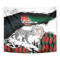 Afghanistan Tapestry Snow Leopard With Flag Ripped Style