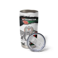 Personalized Afghanistan Tumbler Cup Snow Leopard With Flag Ripped Style