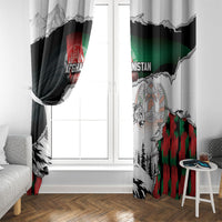 Afghanistan Window Curtain Snow Leopard With Flag Ripped Style