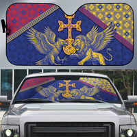 Armenia Auto Sun Shade Golden Eagle And Lion Khachkar