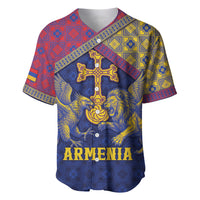 Personalized Armenia Baseball Jersey Golden Eagle And Lion Khachkar