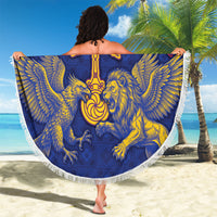 Armenia Beach Blanket Golden Eagle And Lion Khachkar