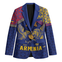 Personalized Armenia Blazer Golden Eagle And Lion Khachkar