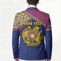 Personalized Armenia Blazer Golden Eagle And Lion Khachkar