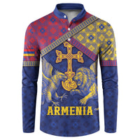 Personalized Armenia Button Sweatshirt Golden Eagle And Lion Khachkar