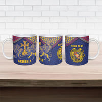 Personalized Armenia Ceramic Mug Golden Eagle And Lion Khachkar