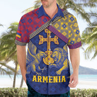 Personalized Armenia Hawaiian Shirt Golden Eagle And Lion Khachkar