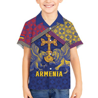 Personalized Armenia Hawaiian Shirt Golden Eagle And Lion Khachkar