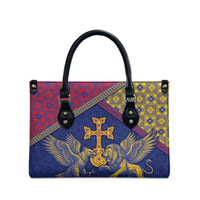Armenia Leather Bag Golden Eagle And Lion Khachkar