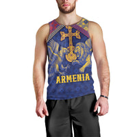 Personalized Armenia Men Tank Top Golden Eagle And Lion Khachkar