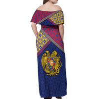 Armenia Off Shoulder Maxi Dress Golden Eagle And Lion Khachkar
