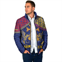 Personalized Armenia Padded Jacket Golden Eagle And Lion Khachkar