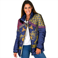 Personalized Armenia Padded Jacket Golden Eagle And Lion Khachkar