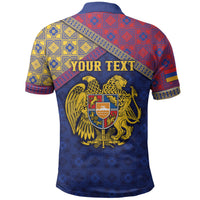 Personalized Armenia Polo Shirt Golden Eagle And Lion Khachkar