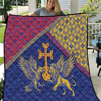 Armenia Quilt Golden Eagle And Lion Khachkar