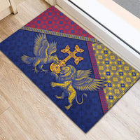 Armenia Rubber Doormat Golden Eagle And Lion Khachkar