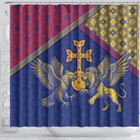 Armenia Shower Curtain Golden Eagle And Lion Khachkar