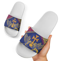 Armenia Slide Sandals Golden Eagle And Lion Khachkar